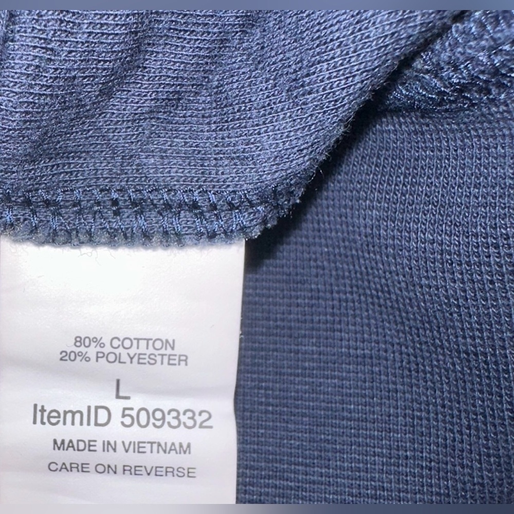 L.L. Bean Quilted Snap Pullover Sweatshirt Navy Blue Size Large - Picture 7 of 10